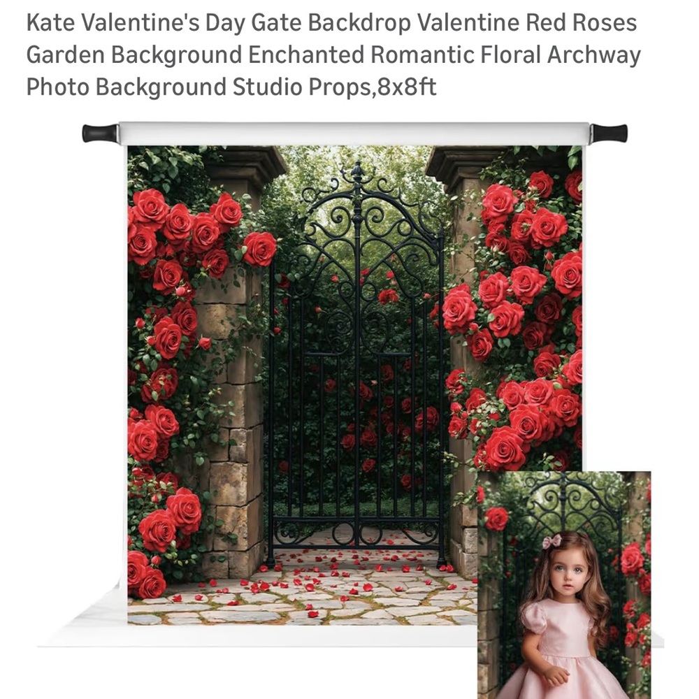 Kate Floral Roses Valentines Backdrop 8x8 photography
